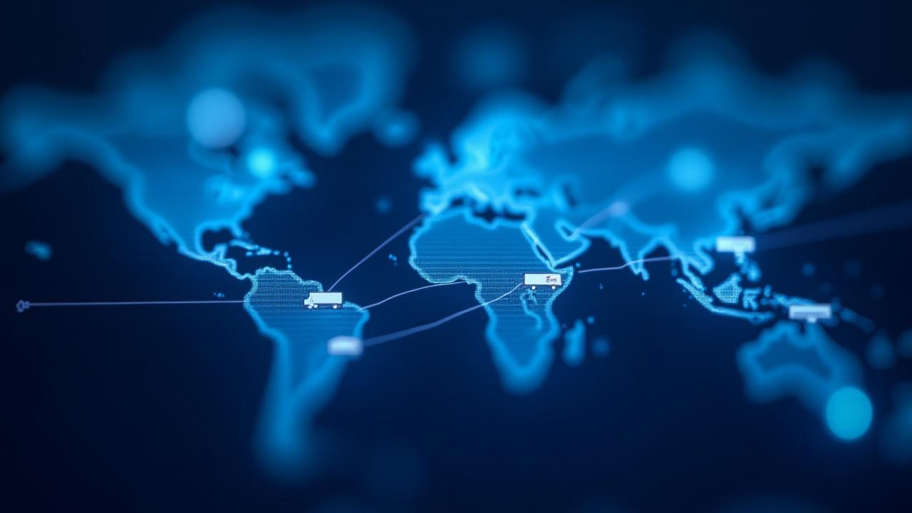Digital interface showing freight tracking data points across a map